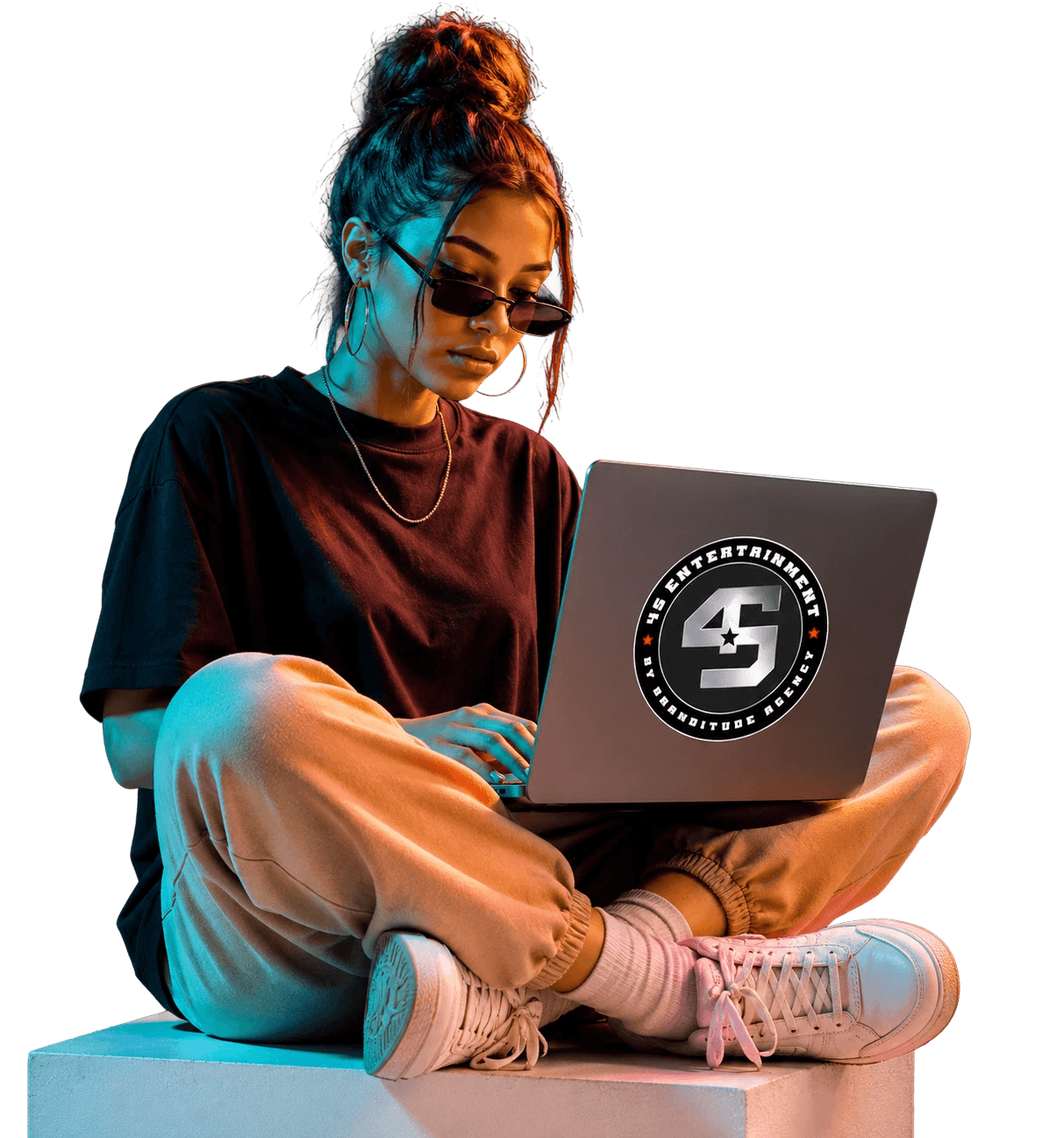 a lady with laptop house of 45 (1)